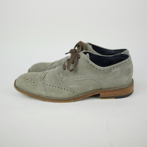 JOSEPH ABBOUD Men\'s 8 - Gray suede leather oxfords lace up embossed dress shoes main image 6